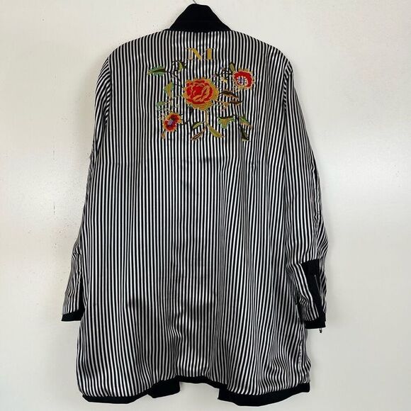 Mycra Pac Short Gabby Raincoat Medium Large Black Striped Embroidered Lining - Picture 8 of 15